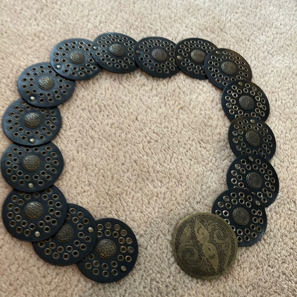 Faux leather & metal belt - hook on belt